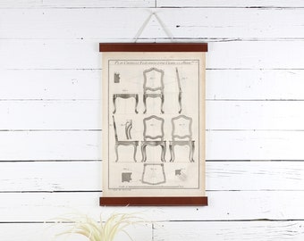 Leather Poster Hanger, Chairs Print, Poster Frame, 12 X 18, Leather Frame, Diagram Poster, Frame for Prints, Frames for Posters