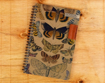 Butterfly - Handmade Notebook with Leather Pen Holder