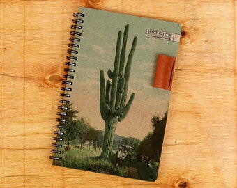 Cactus - Handmade Notebook with Leather Pen Holder