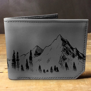 Cartera de cuero para hombre, Cartera para hombre, Cartera de montaña, Cartera de cuero, Cartera delgada, Cartera de regreso a clases, Cartera de cuero para hombre, Cartera plegable