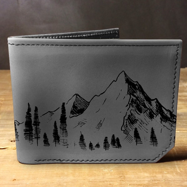 Mountains - Handmade Leather Bifold Wallet