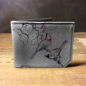 Sketch Birds - Handmade Leather Bifold Wallet