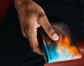Handmade Leather Bifold Wallet: Color Spectrum Design
