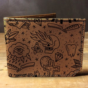 Tattoo Flash - Handmade Leather Bifold Wallet image 2