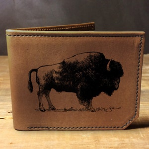 Mens leather wallet, Mens wallet, buffalo wallet, leather wallet, slim wallet, back to school, leather wallet mens, bifold wallet, bison image 1