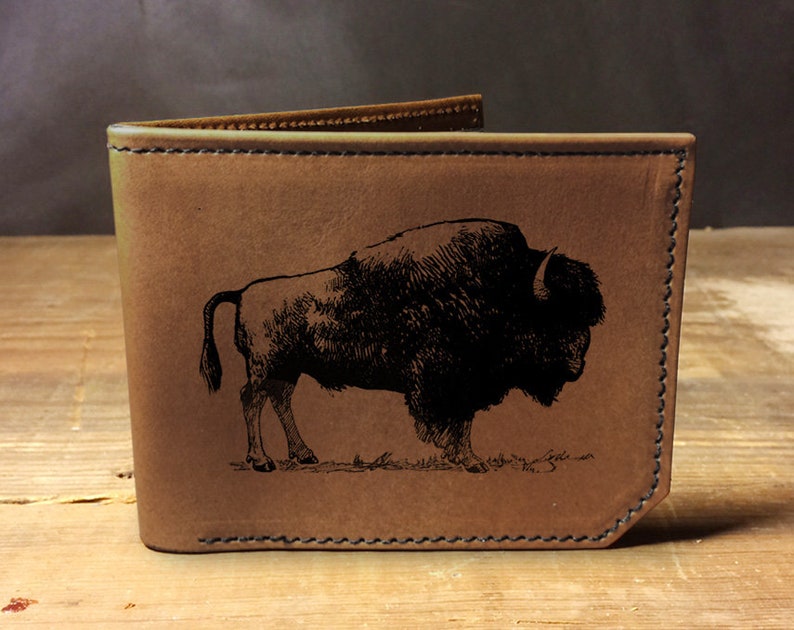 Mens leather wallet, Mens wallet, buffalo wallet, leather wallet, slim wallet, back to school, leather wallet mens, bifold wallet, bison image 1