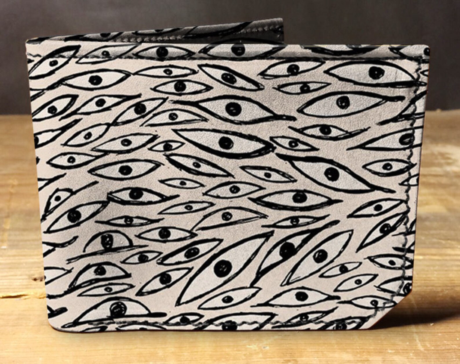 Leather eyes wallet gift for men unique wallet leather Etsy