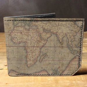 World Map - Handmade Leather Bifold Wallet