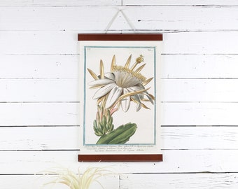 Leather Poster Hanger: Cactus Flower Print, 12x18 Frame