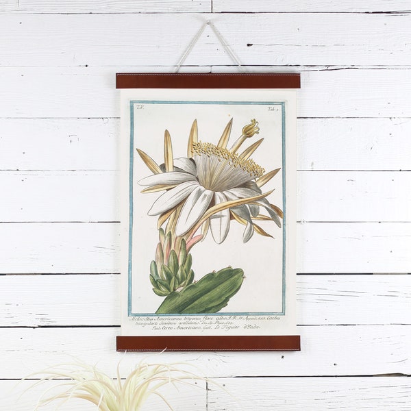 Leather Poster Hanger, Cactus flower Print, Poster Frame, 12 X 18, Leather Frame, Flower Poster, Frame for Prints, Frames for Posters