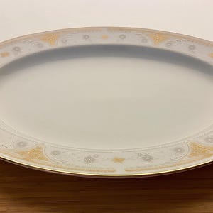 Vintage/Antique Noritake Highclere Discontinued 10k Gold Trim Fine China Large 16” Oval Serving Plate Platter Dish #2062