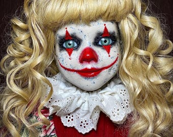 OOAK One-of-a-kind Hand Painted Musical Life-Size 31” (2 1/2 ft) “Caroline Keeps Clowning Around” Creepy Haunted Horror Art Clown Doll.