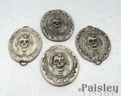 Skeletal Cameo pendant or cab, mixed media polymer clay focal bead