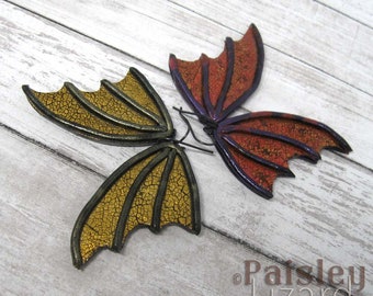 Dark Fae Dragon Wing Earrings, Paisley Lizard boho art jewelry
