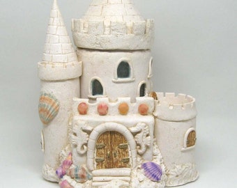 Sandcastle Fairy House Jar, whimsical collectible by Paisley Lizard