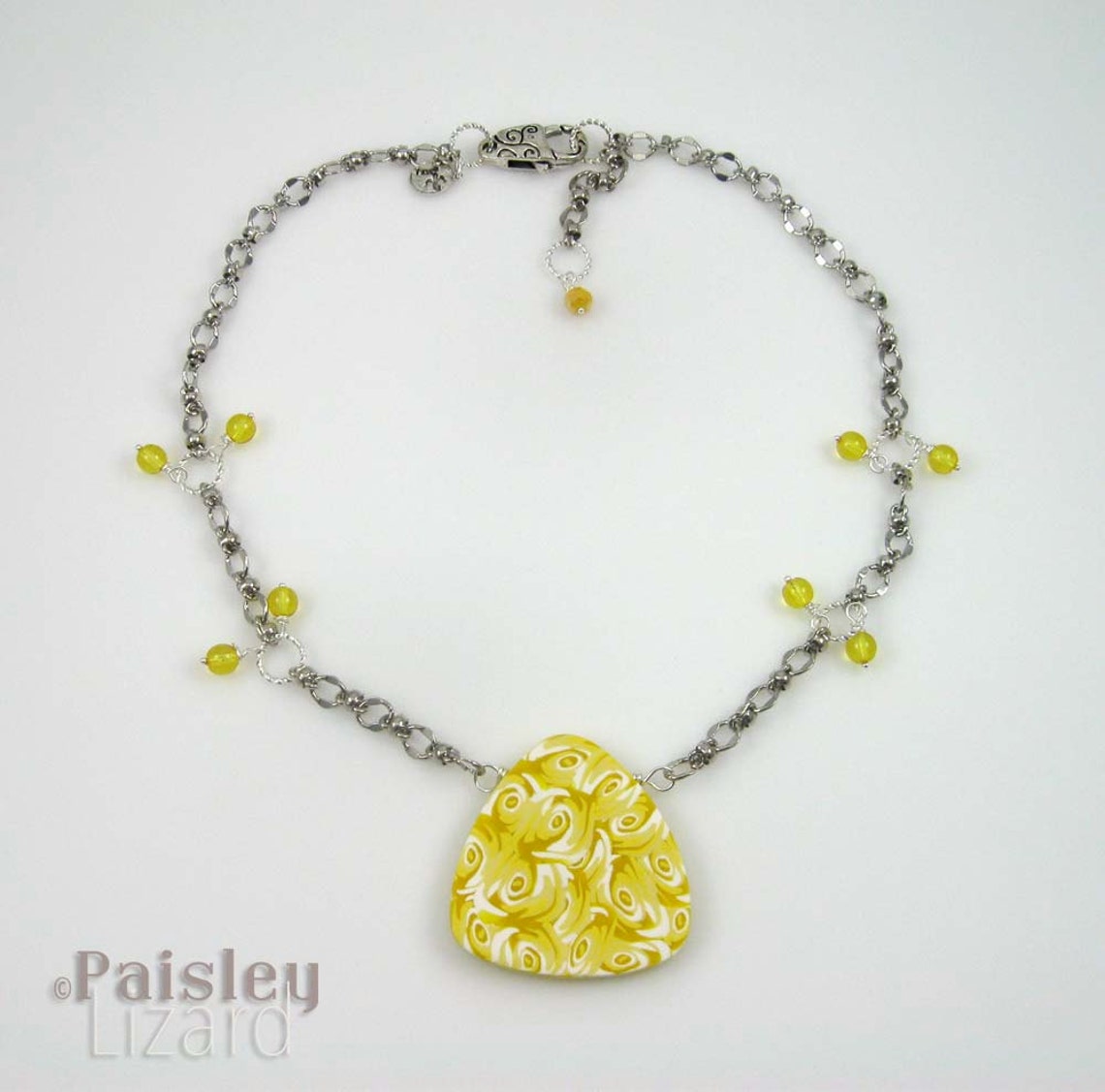 Air Element Necklace Polymer Clay Pendant With Czech Glass Etsy