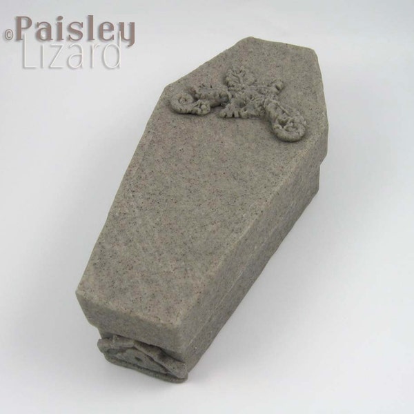 Granite Coffin keepsake box, mixed media casket jewelry box