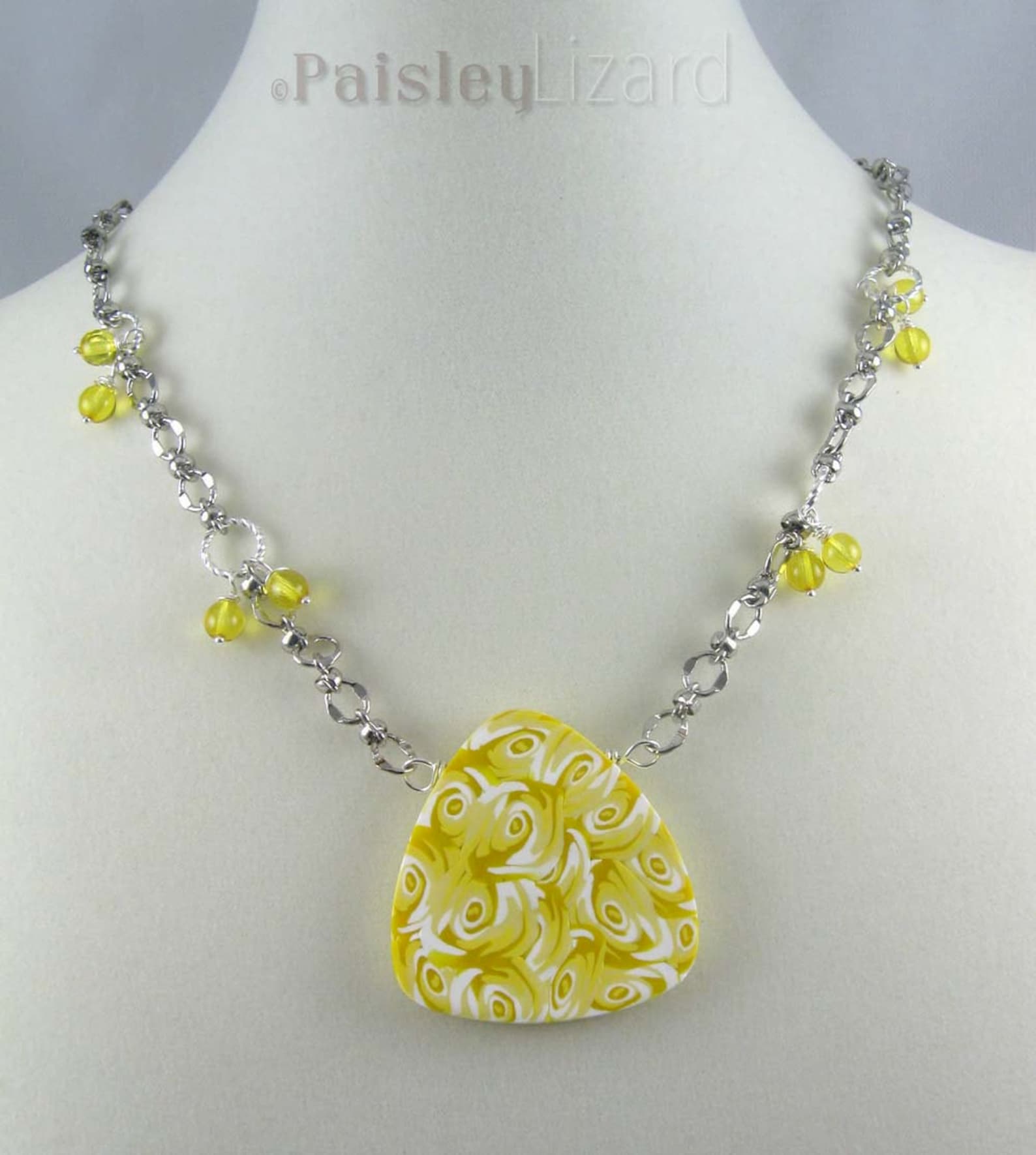 Air Element Necklace Polymer Clay Pendant With Czech Glass Etsy