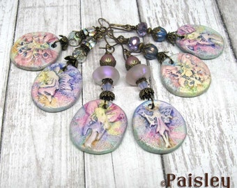 Pressed Fairy Earrings, boho art jewelry by Paisley Lizard