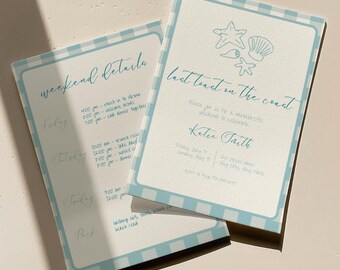 Coastal Bachelorette Party Invitation & Itinerary Template (Canva Template)