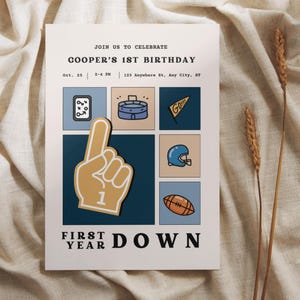 First Year Down Invitation | Football 1st Birthday Invitation | First Year Down Invite | 1st Year Down Invite