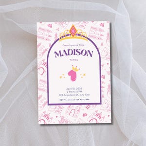 Once Upon a Time Invitation | 1st Birthday Princess Invitation | Princess Party First Birthday Invitation