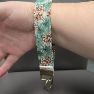 Pinecone Print Keychain Wristlet