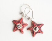 Starfish earrings/Pearls earrings/Red starfish earrings/Star earrings/Black pearl earrings/Starfish jewelry/polymer clay earrings