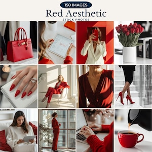 Fotos de stock de estética roja para Instagram Reels Foto de portada Marketing sin rostro Fotos de stock de estética roja PLR MRR