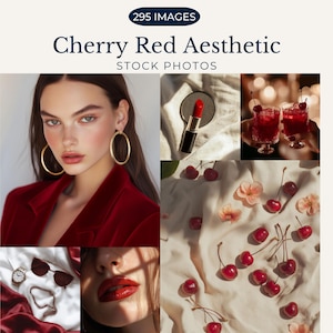 Cherry Red Aesthetic Stock Photos for Instagram Reels Cover Photo Faceless Marketing Cherry Red Stock Photos Social Media Branding Website