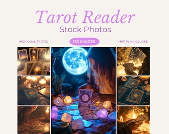 Tarotläsare Stockfoto för tarotföretag Spåmans stockfotopaket Tarotläsare Tarotlek Tarotestetik med MRR och PLR