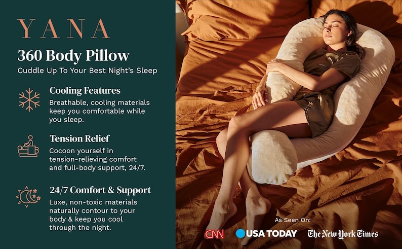 Organic Body Pillow, Organic Pregnancy Pillow, Maternity Pillow, Breastfeeding Pillow, U-Shaped Pillow, Nursing Pillow, Cooling Body Pillow image 2