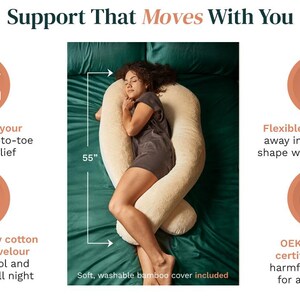 Organic Body Pillow, Organic Pregnancy Pillow, Maternity Pillow, Breastfeeding Pillow, U-Shaped Pillow, Nursing Pillow, Cooling Body Pillow image 3