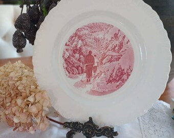 Vintage Wedgwood Val Morin – Laurentians Québec Transferware Plate | Winter Scene | Made in England