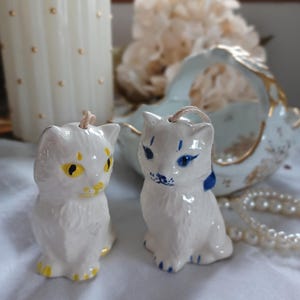 Trio De Chats Siamois En Porcelaine Vintage – Figurines Chat Et Chaton Miniatures