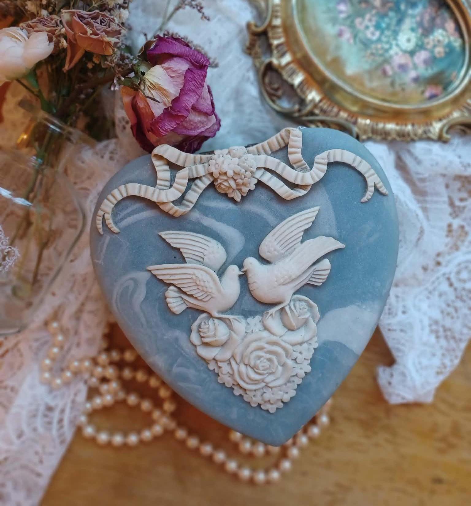 Wedgewood Blue Jasperware Heart Trinket Box - Etsy
