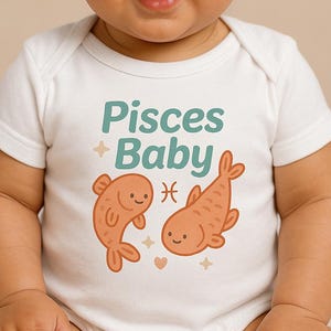 Pisces Baby Onesie • Grey, Pink, Black, or White!