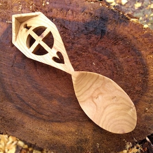 Hand carved wooden spoon proposal gift, or birthday, or anniversary, or Valentine's, or wedding, Swedish  or Norwegian lovespoon celtic
