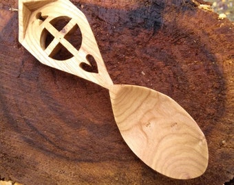 Hand carved wooden spoon proposal gift, or birthday, or anniversary, or Valentine's, or wedding, Swedish  or Norwegian lovespoon celtic