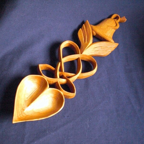Hand Carved Love Spoon with Winged Heart