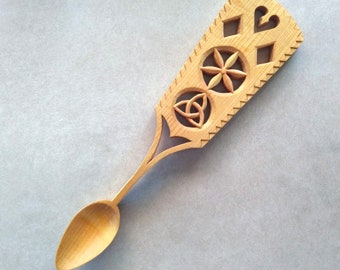 Eternal Love Welsh Lovespoon, Hand Carved Wood Spoon, engagement gift, carried during wedding