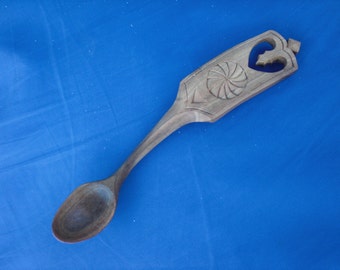 Lovespoon Style Olive or Condiment Spoon Hand Carved Wooden Spoon Welsh and Scandinavian Style Lovespoon