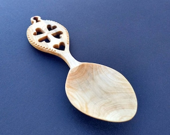 Hand carved wooden spoon proposal gift, or birthday, or wedding, or anniversary gift or Valentine's, Swedish or Norwegian lovespoon
