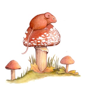 Skurrile Maus und Pilz Druck