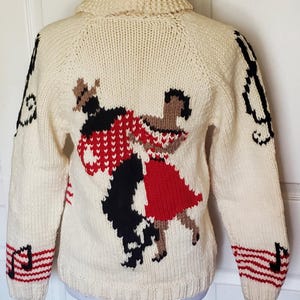 Vintage Cowichan Sweater Hoe Down Music Notes Mary Maxim