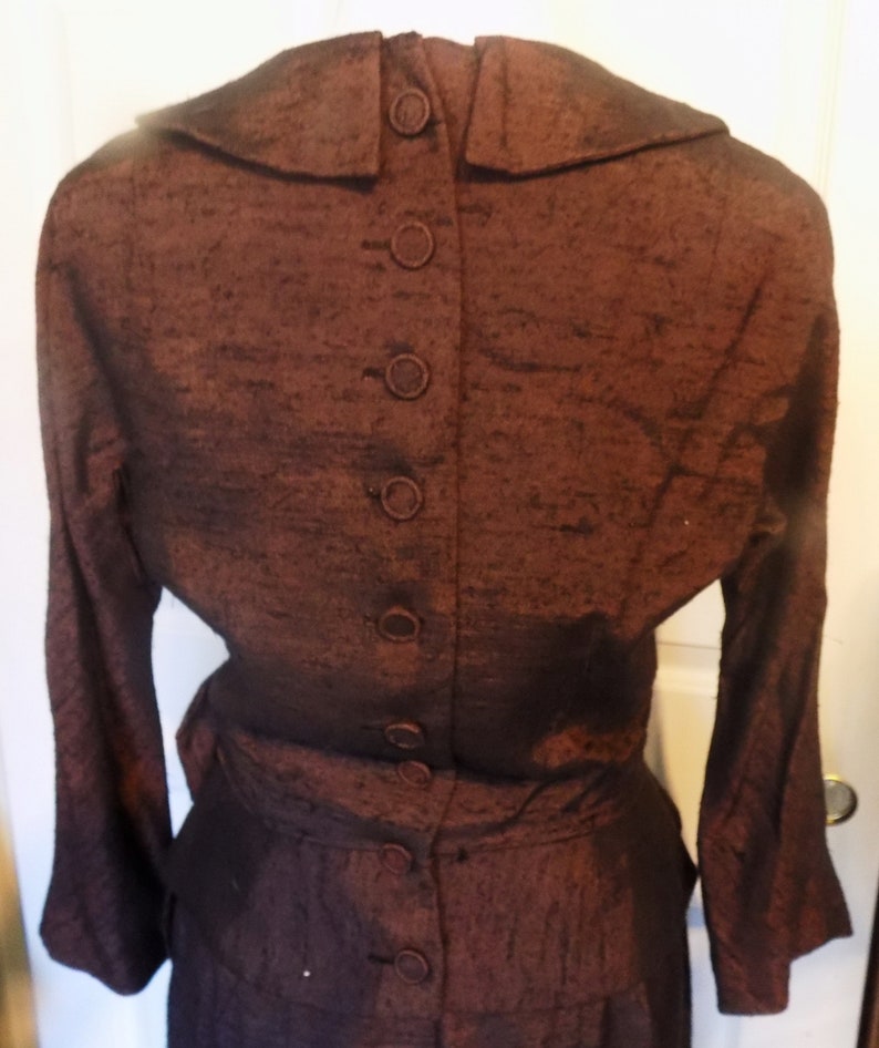 Vintage 40s 50s Brown Flecked Tailored Suit Elinor Gay Original B38 Pencil Skirt W27