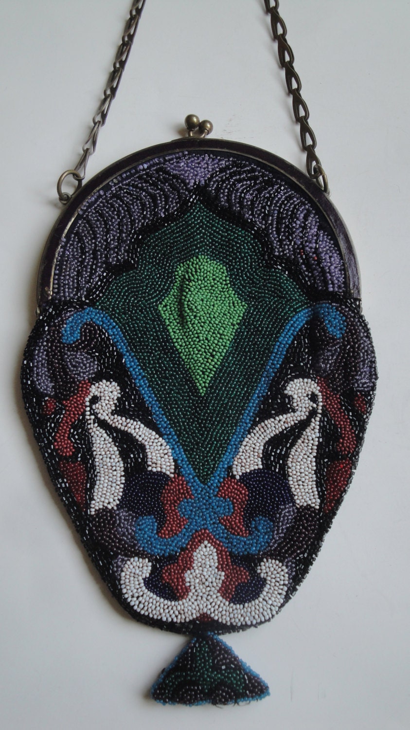 Fab Antique Art Deco Beaded Purse Bag Sterling Front Frame 1920s - Etsy