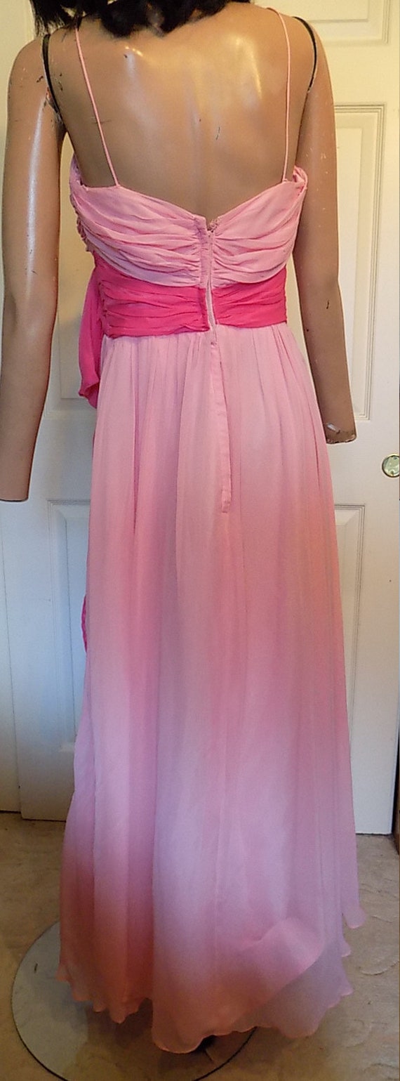 Vintage 50s Pink Chiffon Long Dress Gown Dark Pin… - image 5