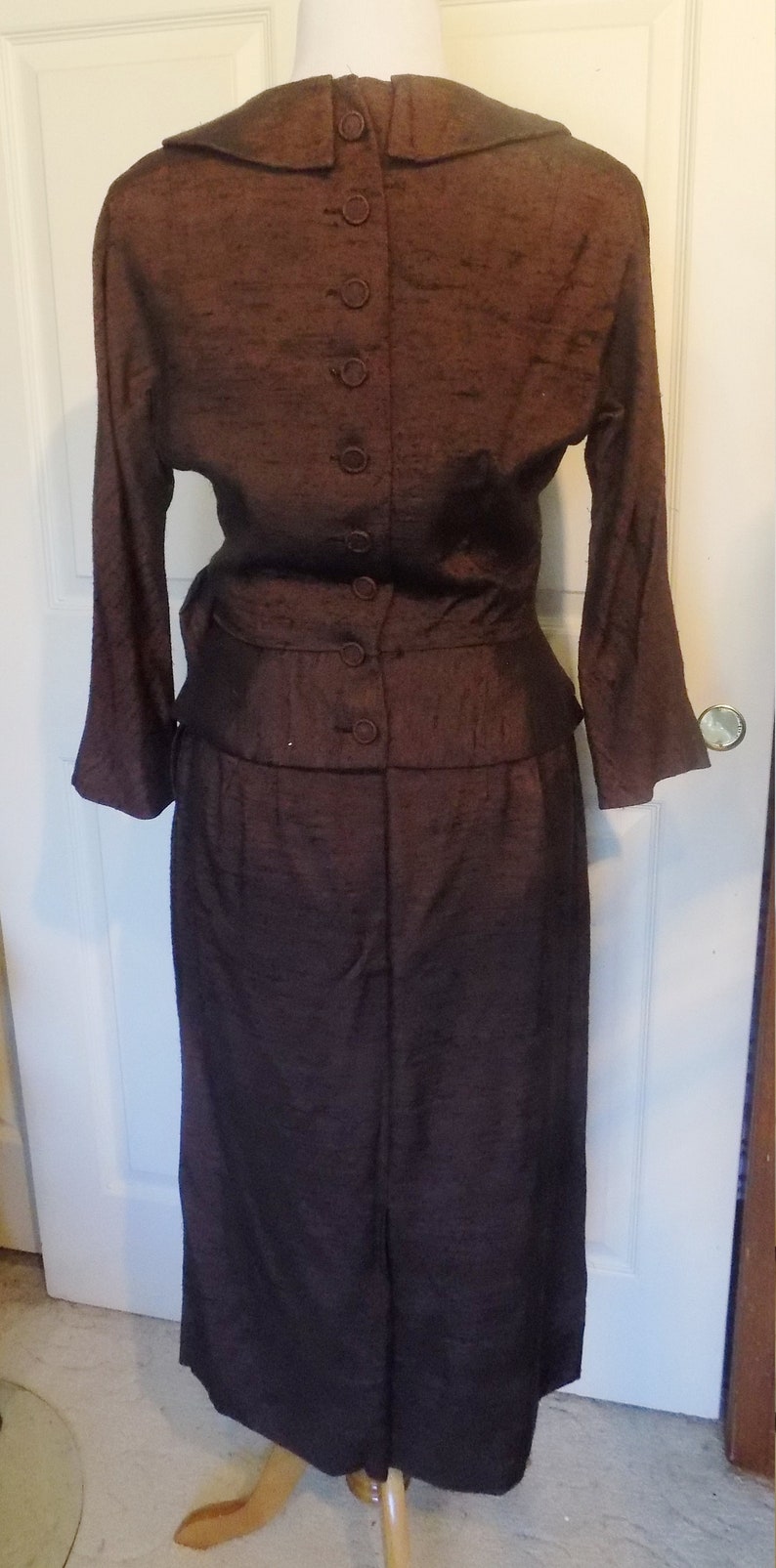 Vintage 40s 50s Brown Flecked Tailored Suit Elinor Gay Original B38 Pencil Skirt W27