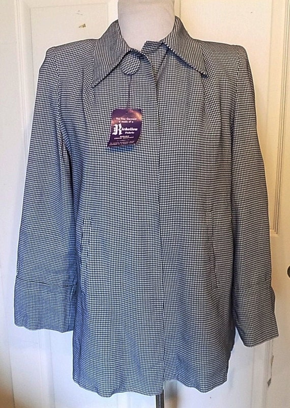 NOS 40s 50s Navy White Checked Swing Jacket Pleate